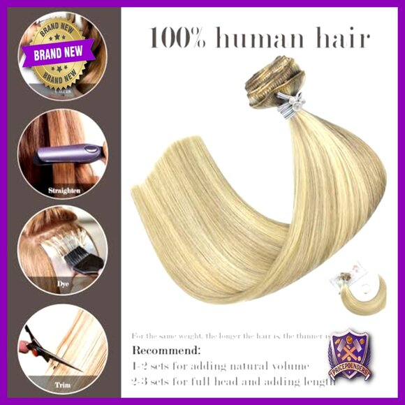 15 Inch Clip In Human Hair Extensions Straight Silky 70g 7pcs